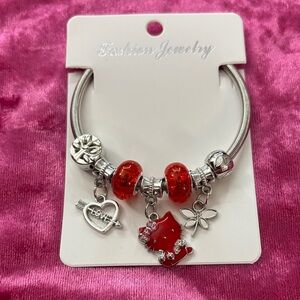 Silver and Red Charm Bracelet